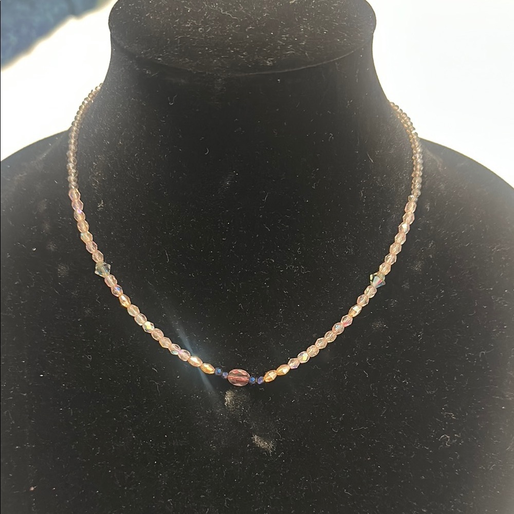Delicate & beautiful pink crystal necklace. One of a kind.